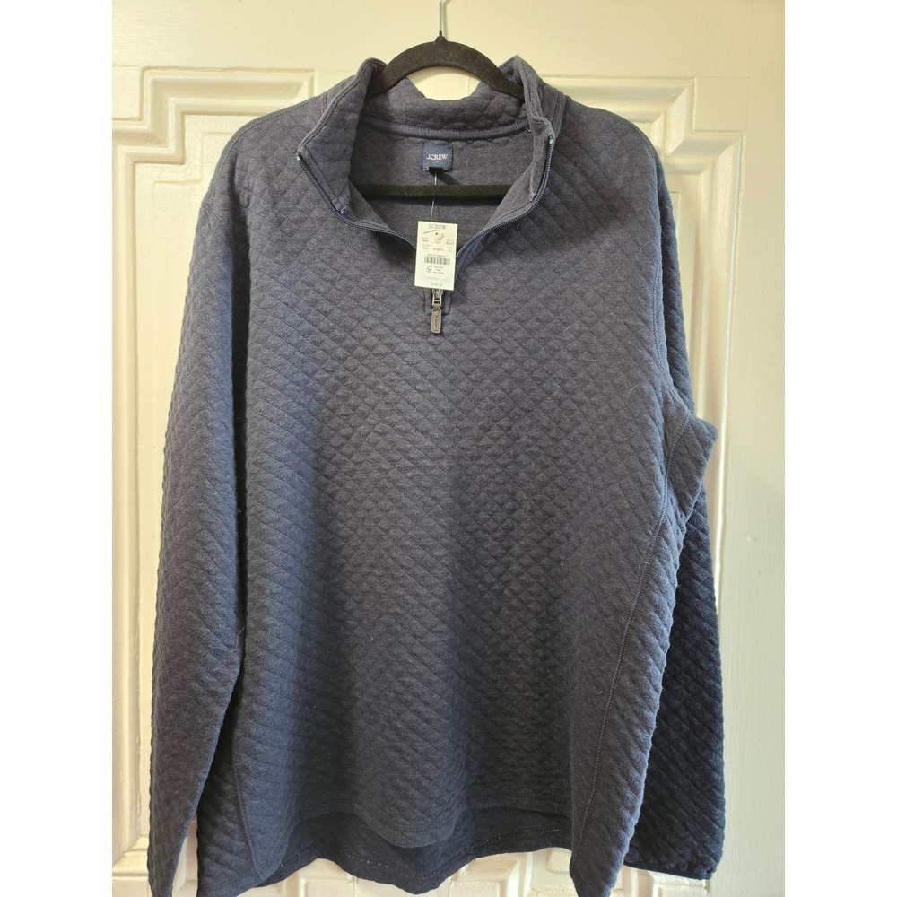 J.Crew Mens Quilted Quarter-Zip Pullover Navy Blue BS847 XL NWT